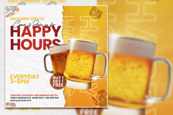 Elevate Your Brand with Modern Happy Hours Social Media Post Templates