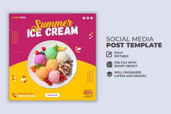 Ice Cream Summer Social Media Templates